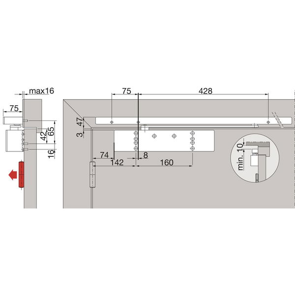 Türschließer TS 98 XEA G-EMR Ubivis | Größe EN 1-6, 1 Flügel | mit integriertem Rauchmelder und elektromech. Feststellung, silber