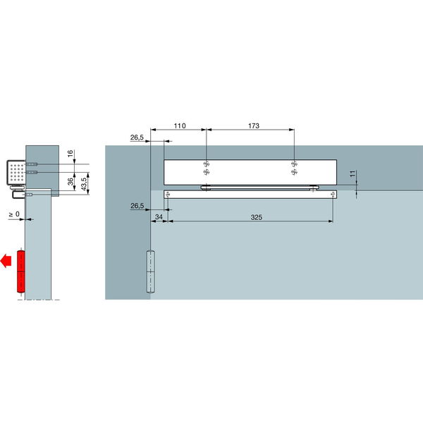 Dormakaba TS97 Türschließer für Flügelbreiten bis 1100 mm inkl. Gleitschiene