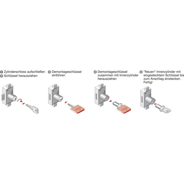 HETTICH PRESTIGE 2000 Demontageschlüssel, Messing/Kunststoff rot