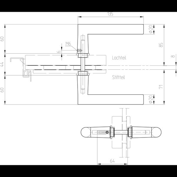 Dorma-Glas Türklinken für Glastüren L-Form – für alle Glastürschlösser mit VK 8mm, Aluminium schwarz matt