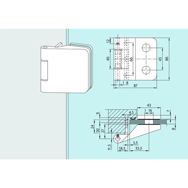 DORMA GLAS Türband mit Rahmenteil JUNIOR OFFICE 11.239