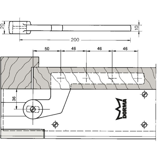 Türschiene DORMA 7411/46 für Anschlagtür gefälzt zum Aufschrauben, Stahl verzinkt | Zubehör Türschließer dormakaba