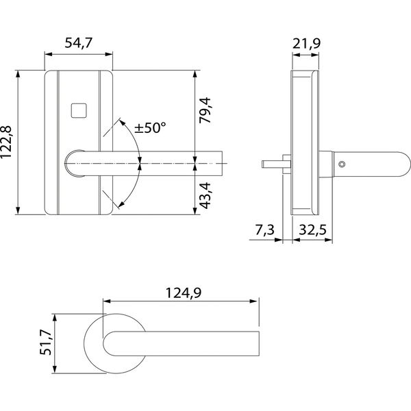 DORMAKABA Rosettenbeschlag evolo smart c-lever compact,SL1,U-Drücker, Edelstahl