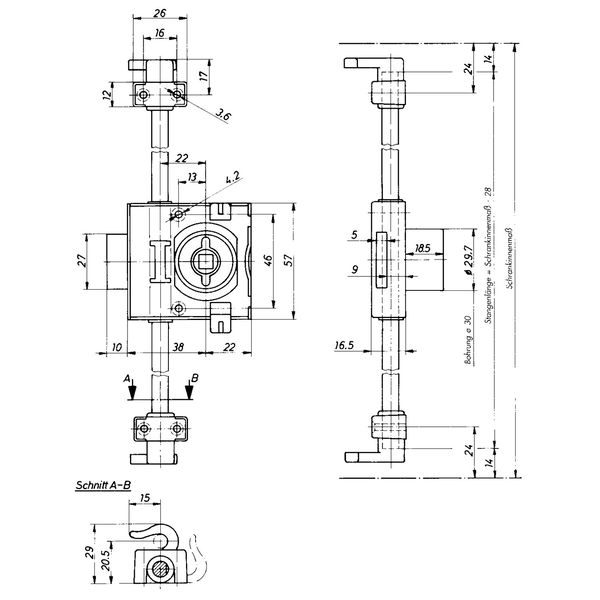 HEKNA Drehstangenschloss 3080 OBJEKT UNIVERSAL SYSTEM 30, Dornmaß 38 mm, Stahl