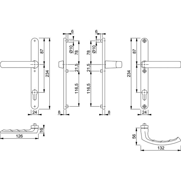 HOPPE Drückergarnitur LIÈGE – Schmalschild 24 mm, Griff flach,67 – 72