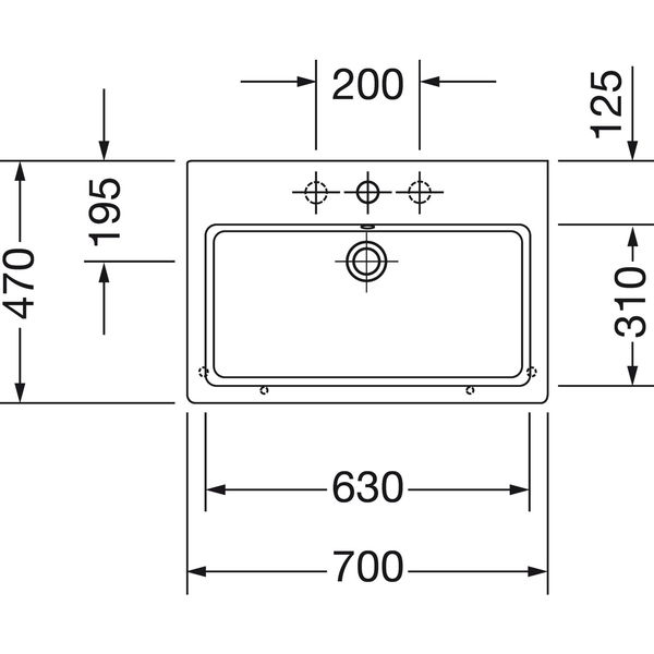 DURAVIT Aufsatz-Waschtisch Vero 70 Wandmontage, Weiß