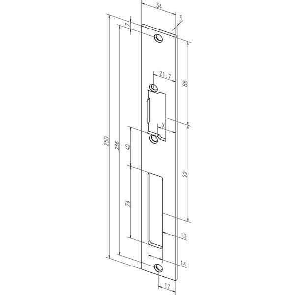 Flachschließblech 94A geschlossen, 94A35-01, 250 x 34 x 3 mm, Edelstahl
