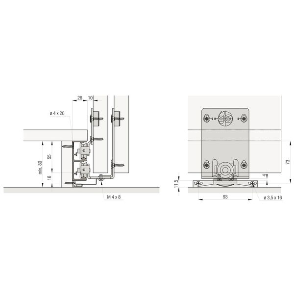 Hawa Combino 50 H FS/MS Zwischenstopper (Schiebetürbeschlag), für 3 Schiebetüren