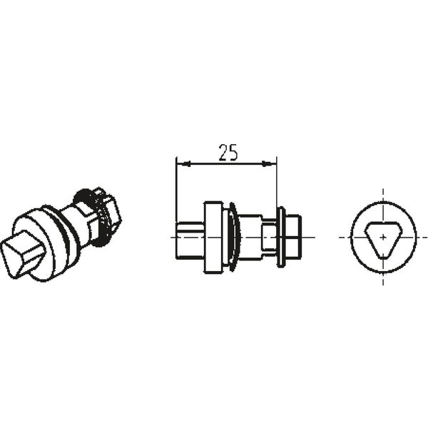 Einsatz für Blechmontagezylinder Dreikant 8mm, Länge 25mm, Edelstahl