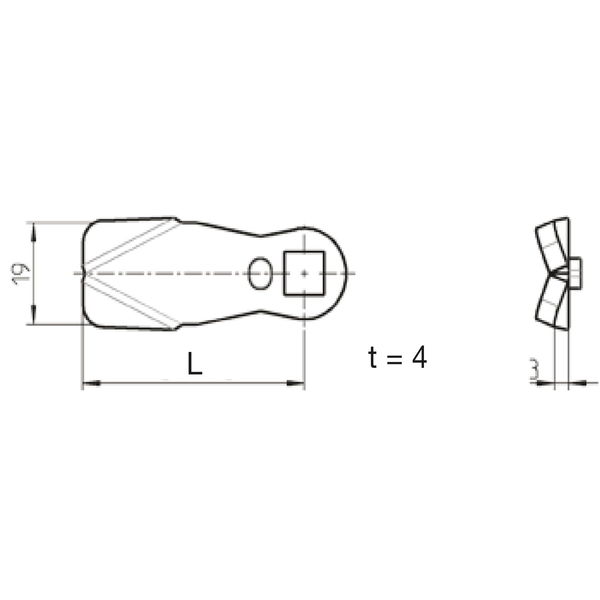 Sperrnase gerade für Blechmontagezylinder, 45 x 19 mm, Maß H 18 mm, Edelstahl