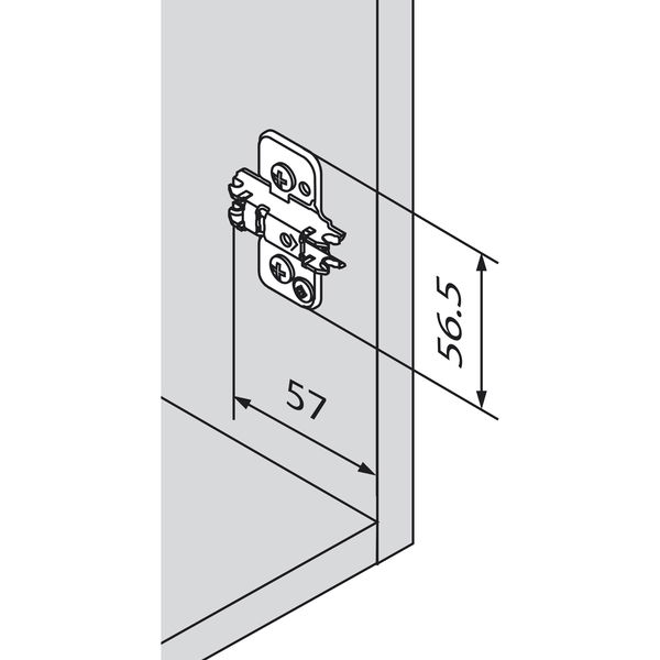 BLUM CLIP Kreuzmontageplatte, EXPANDO für Zwillingsanschlag, HV: Exzenter