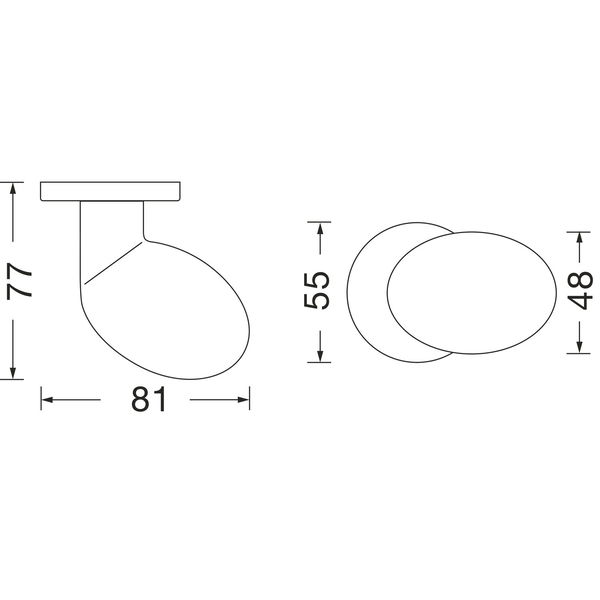 Türknopf 23 0804 – auf Rosette, ø 48 mm fest, silber eloxiert, mit Gewinde
