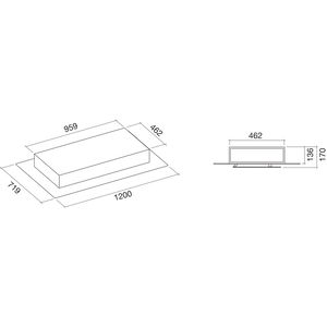 Produktbild für Falmec Decken-Dunstabzugshaube Aura 120 Weiß Glas 1200mm mit Randabsaugung und 5 Jahre Garantie – Touchbedienung, LED-Beleuchtung, Carbon.Zeo-Filter, Fernbedienung