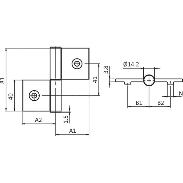 Fath Scharnier 43/43 Item System für Flächenelemente / Aluprofile, Aluminium