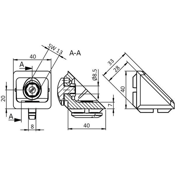 FATH Aluwinkel-Set Nut 8