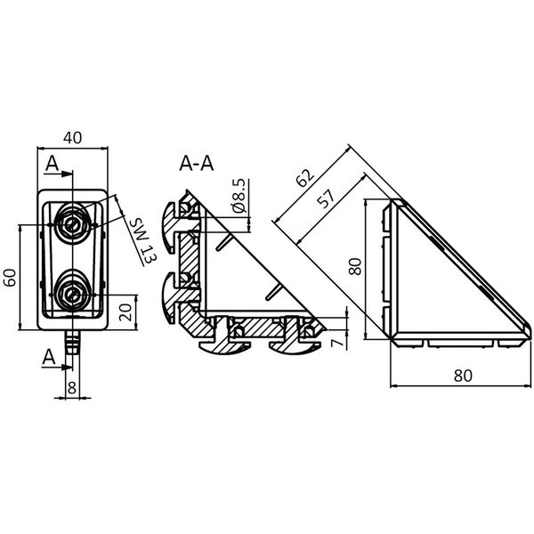 FATH Aluwinkel-Set Nut 8