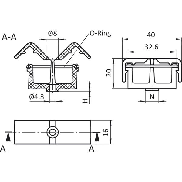 Fath Clip Kabelbinder mit 2 Kammern passend zu Item System Aluprofil Nut 8 Kunststoff PA schwarz – 10 Stück