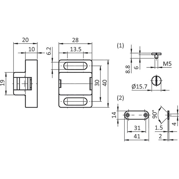 Fath Magnetschnäpper 30 für Item System Nutprofil – Türschnäpper magnetisch, Kunststoff PA schwarz – 10 Stück