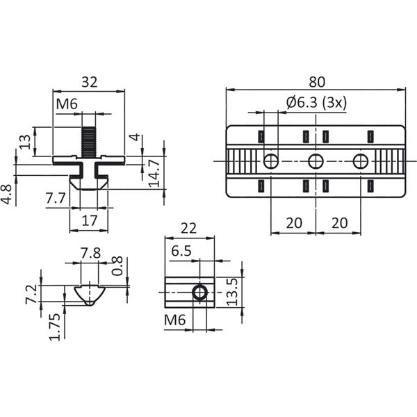 Fath Profilgleiter 40x80mm mit Festlager passend zu Item System Profil 40 mit Nut 8 – 10 Stück