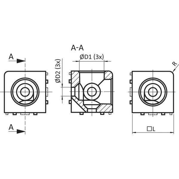 Fath Würfelverbinder zur Verbindung von drei Aluprofilen IPS Nut 8 Item System, Stahl verzinkt