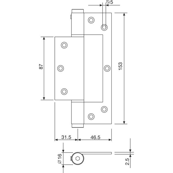 Federband ST 150 dreiteilig, Bandhöhe 153 mm, Rollen ø 16 mm, Edelstahl