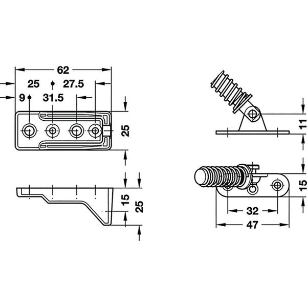 Kippbeschlag Flap-Ex, Stahl vernickelt