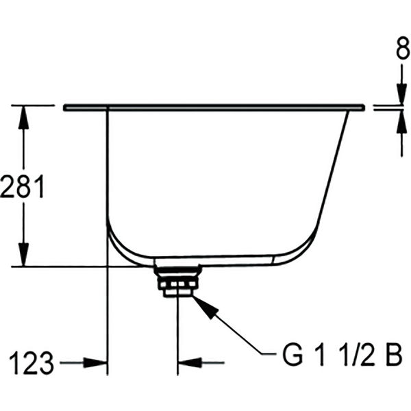 KWC Ausgussbecken Einlegemontage BS324N Ablauf rechts, Edelstahl