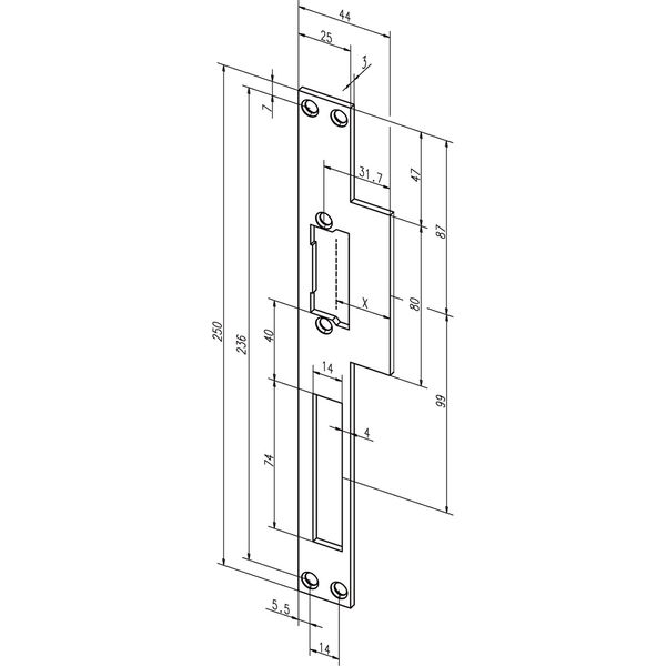 Lappenstulpe 25/44 x 250 x 3 mm, Edelstahl