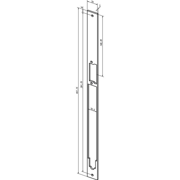 Distanzblech für Mediator Türöffner, 24 x 407,75 x 3 mm eckig