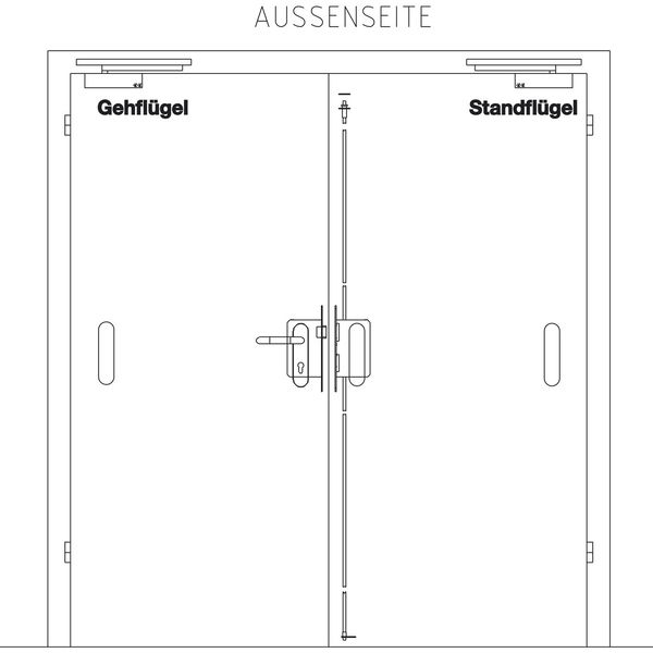 BKS Fluchttürschloss-Set 2 flg. Funktion B/EN 1125, DM 65, Edelstahl