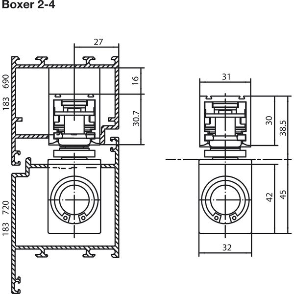 Gleitschiene BOXER ISM, silber