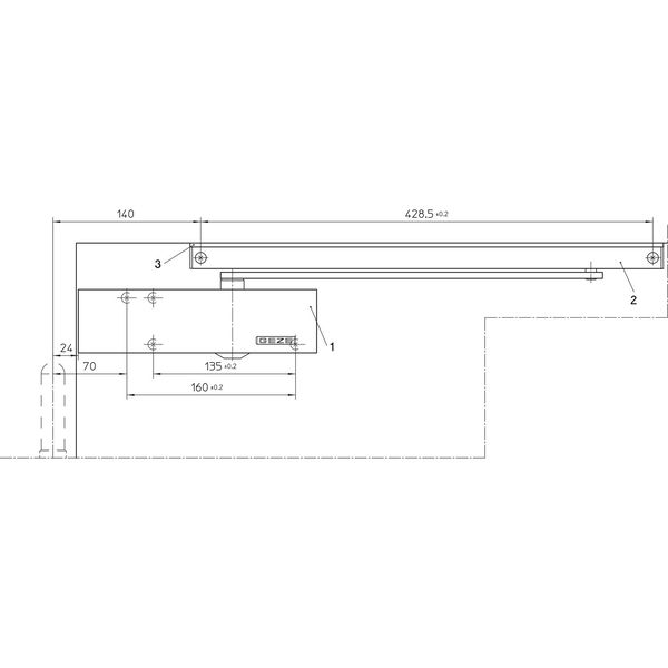 GEZE Türschließer TS 3000 V, EN 1-4 mit Gleitschiene L