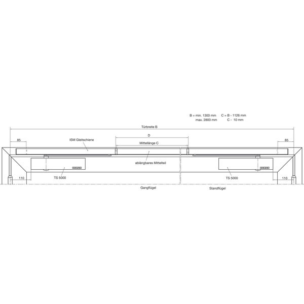 GEZE Türschließer TS 5000 ISM, EN 2-6, 2flg. mit Gleitschiene