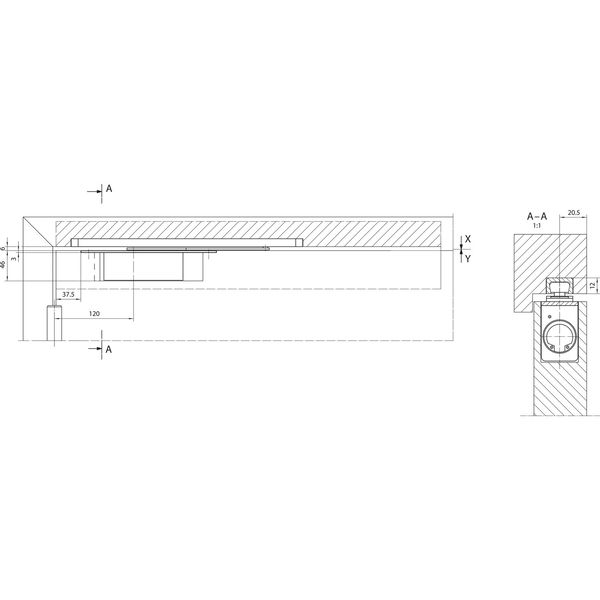 Türdämpfung ActiveStop integriert, Flügelbreite 1100 mm, universal, silber