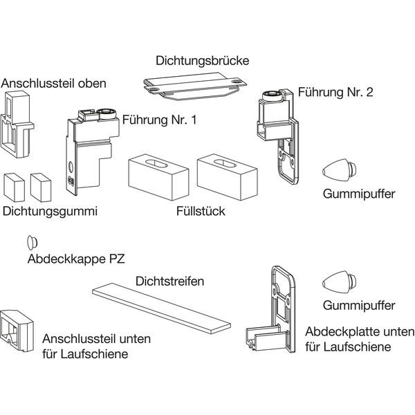 GU HS Zubehör-Beutel Führungsschiene P2301 Laufschiene Höhe 5 mm