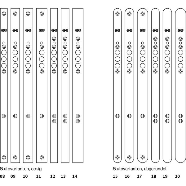 Stulp für Flügel- u. Rahmenteile SECUREconnect, rund 350x20mm,silber,Variante 16