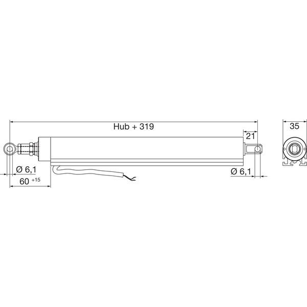 HAUTAU Spindelantrieb SA 650 A, 24V, Hub 300 mm, Aluminium silber eloxiert