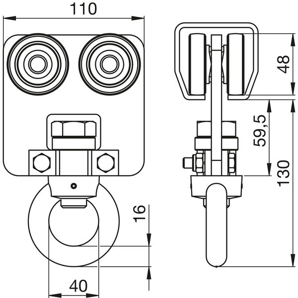 Rollapparat HELM zweipaarig 524Ri für persönliche Schutzausrüstung,verzinkt,gelb