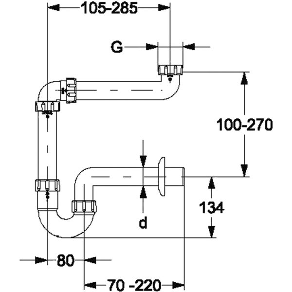 HAAS 5/4″ x 40 mm Raumspar-Siphon