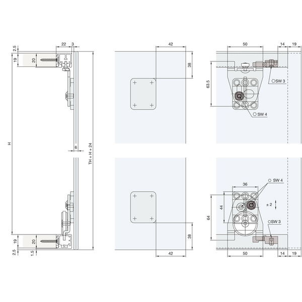 HAWA Regal – B H(SP) FS Beschlägegarnitur 1200 x 2000, 1 türig