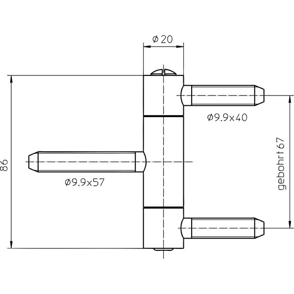 vasalat Türband 3-tlg. BAKA C 1-20 WF mit Stiftsicherung, 20mm, Stahl verzinkt – 2 Stück