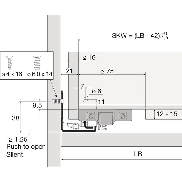 HETTICH Actro 5D Silent System Vollauszug 70 Kg