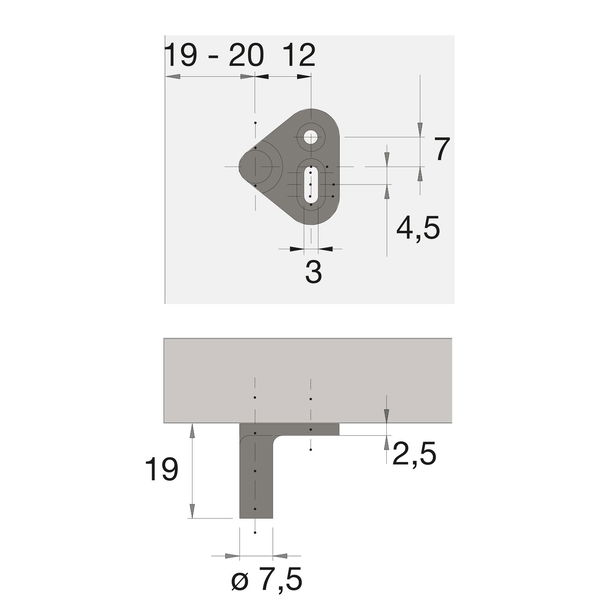 HETTICH PRESTIGE 2000 Anschlagstift Ø 7,5 x 13mm zum Anschrauben, Stahl vern.