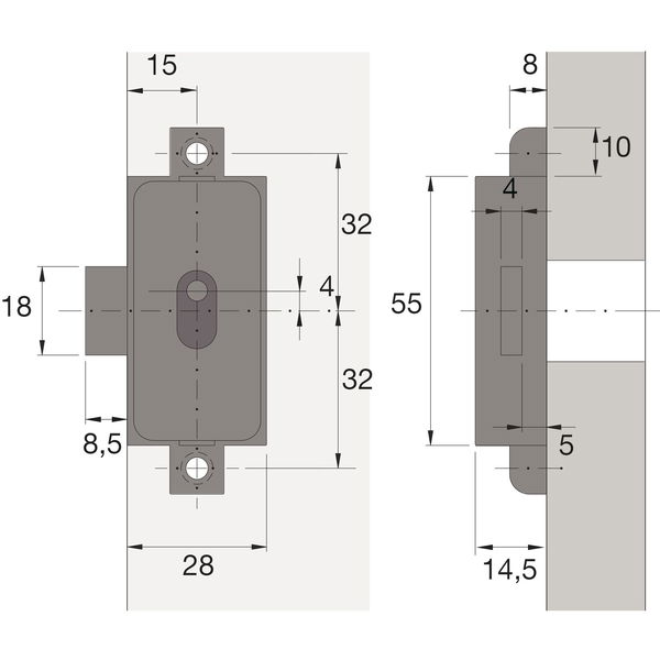 HETTICH Drehstangenschloss Set, einfache Sperre DM15