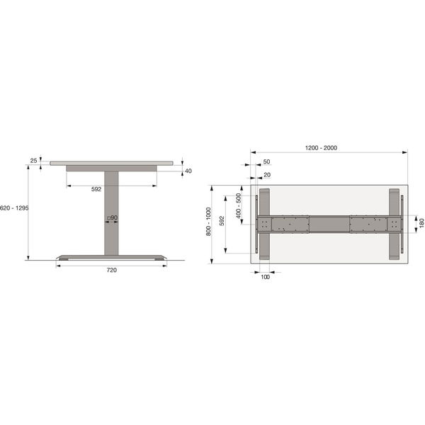 HETTICH LegaDrive Tischgestell-Set Basic silber graphit