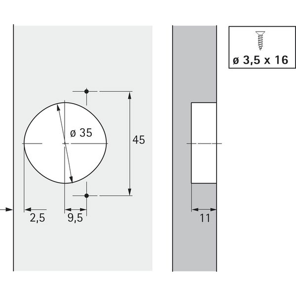 HETTICH Optimat Frontrahmenscharnier Plus 4 FM, ÖW 110°