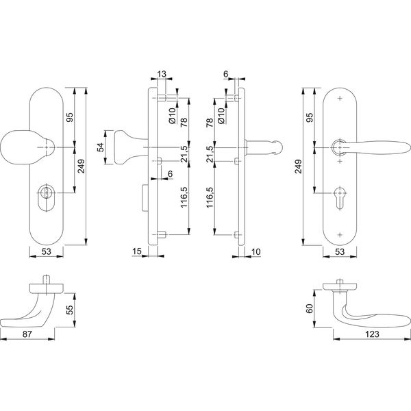 HOPPE Wechselgarnitur VERONA – DIN 92mm, Edelstahl, PZ für TS 67-72mm, m. KZS