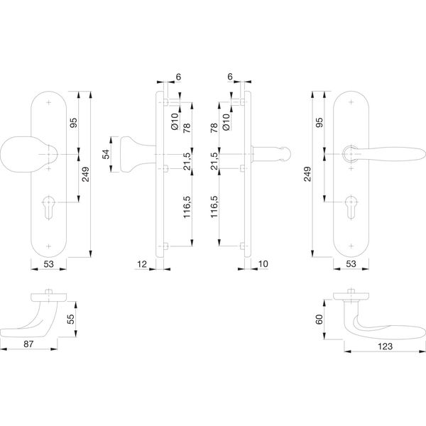 HOPPE Wechselgarnitur VERONA – DIN 92mm, Edelstahl, PZ für TS 67-72mm, m. KZS