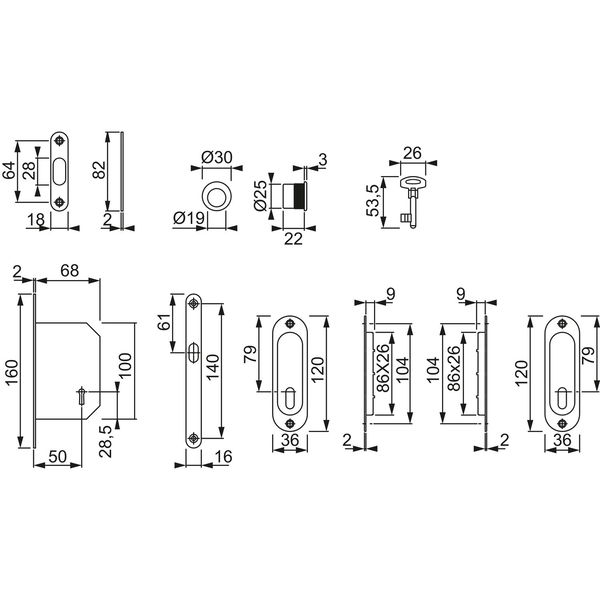 HOPPE Schiebetürmuschel Set 4930