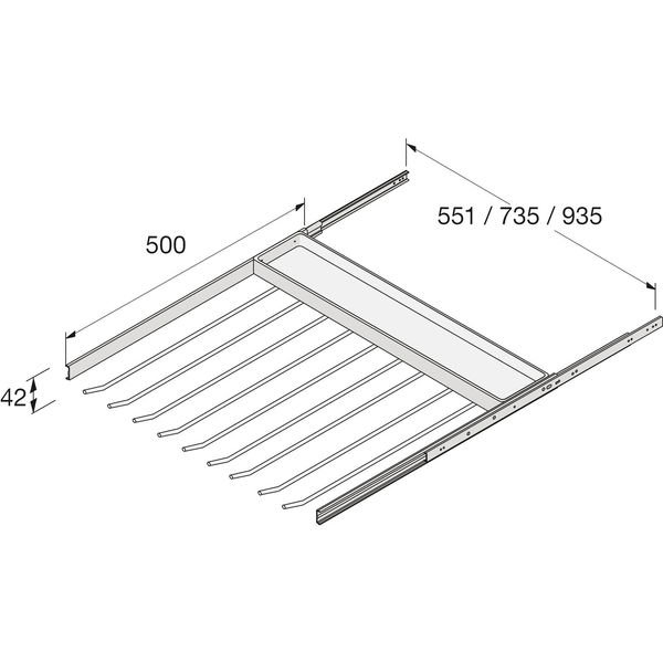 HETTICH Hosenhalter ausziehbar KB 600 mm Stahl silber